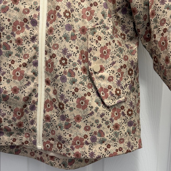 Zara Girls Floral Hooded Raincoat - Beige Pink - Picture 3 of 9